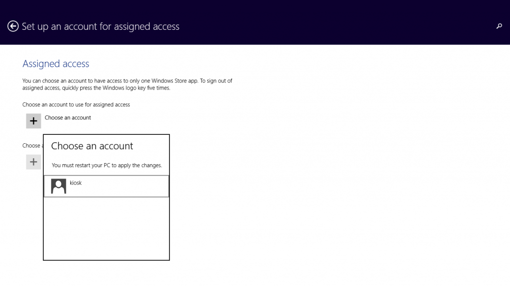 Turn a Surface into a Windows Kiosk-Choose an account